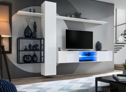 Wall unit Furniture Furnishings 270 cm wall cabinet White Wall Shelves Furnishings